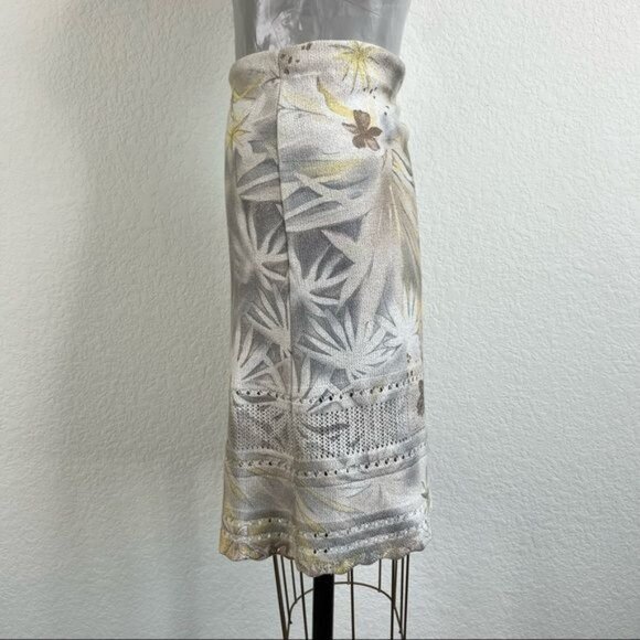 St John Spring 05 Metallic Scalloped Santana Knit Skirt - Picture 2 of 8